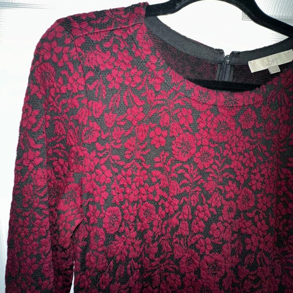 Loft Long Sleeve Floral Fit and Flare Dress - Picture 2 of 4